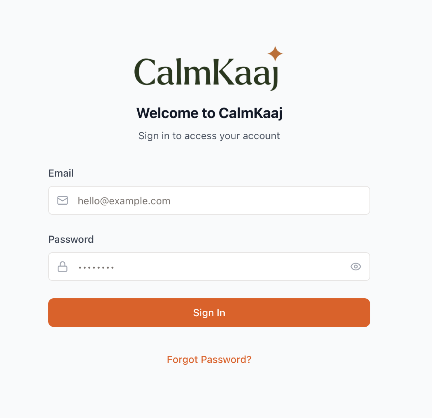 CalmKaaj sign-in